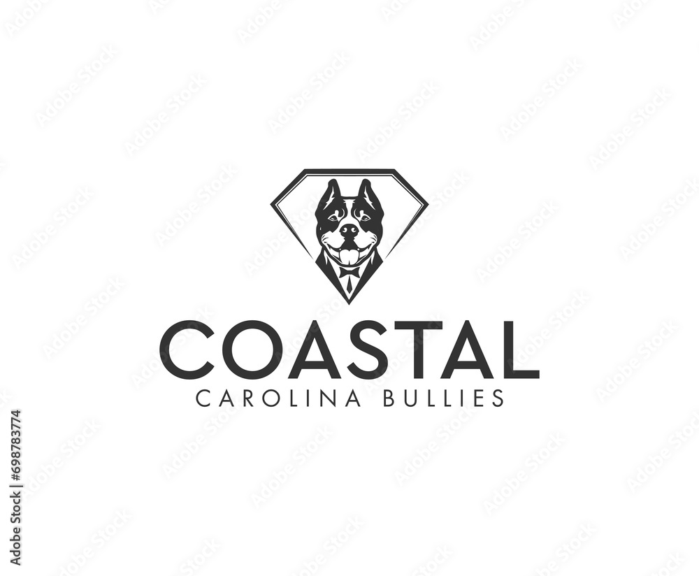 Fototapeta premium minimalist dog logo emblem template on white background