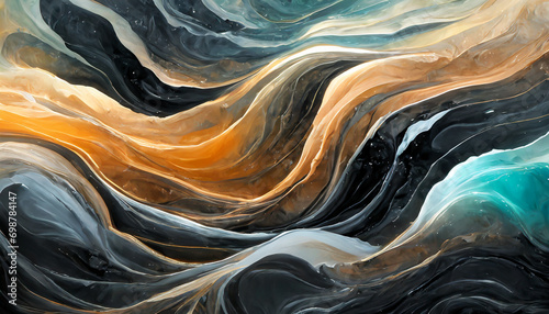 Currents of translucent hues, snaking metallic swirls, and foamy sprays of color shape the landscape of these free-flowing textures