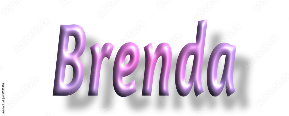 Brenda - pink color - female name - lettering - embossed tubular font, transparent background, holiday party design, vector project Brenda - pink color - female name - lettering - embossed tubular font, transparent background, holiday party design, vector project