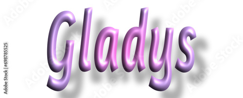 Gladys - pink color - female name - lettering - embossed tubular font, transparent background, holiday party design, vector project
