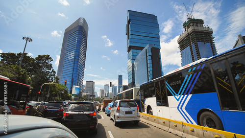 Road traffic of Jakarta, the capital of Indonesia.