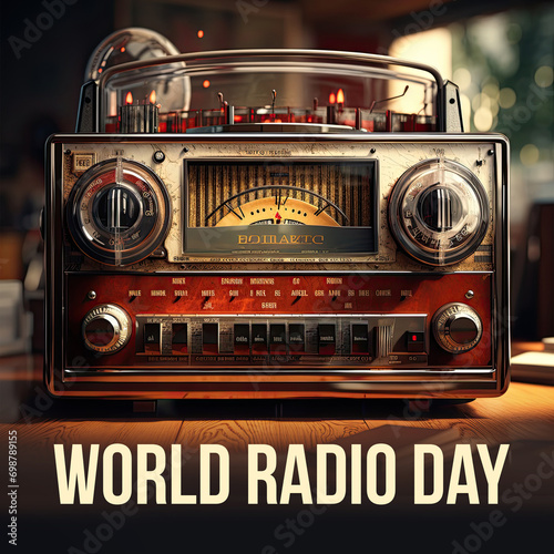 World radio day with vintage radio receiver
