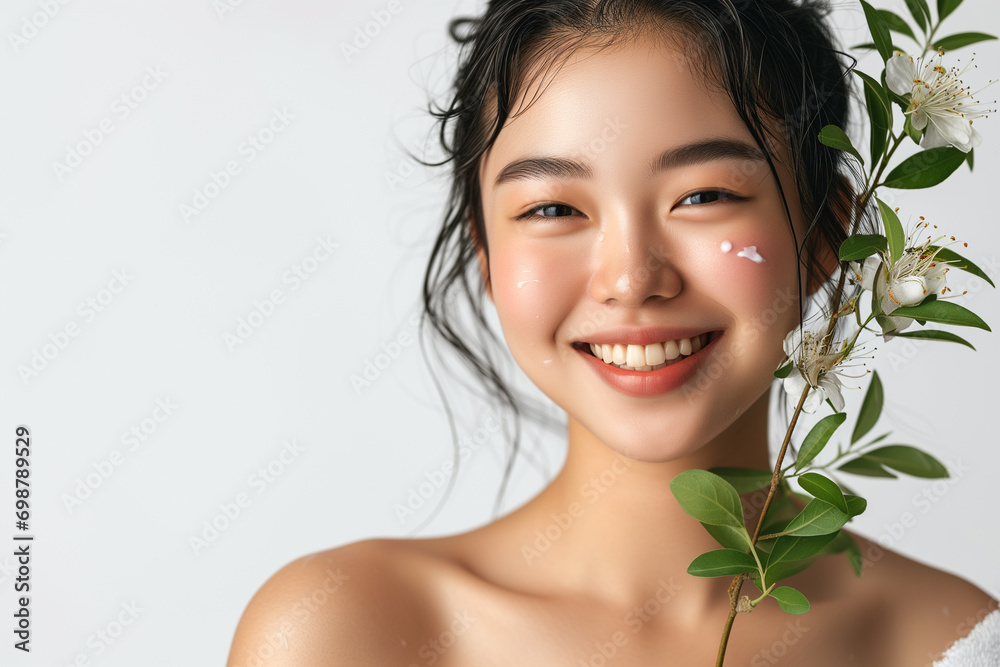 Portrait asian woman fresh skin isolated on white background. Portrait asian woman fresh skin isolated on white background.