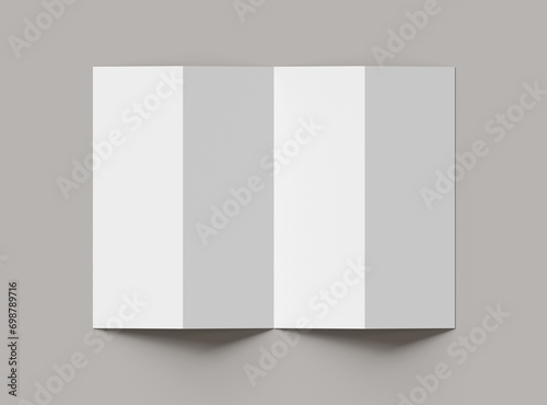 Blank accordion 4 panel fold A4 leaflet renders