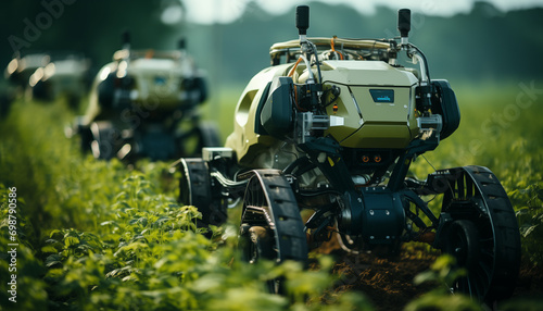 artificial intelligence in agriculture - a robot works on a farm growing food