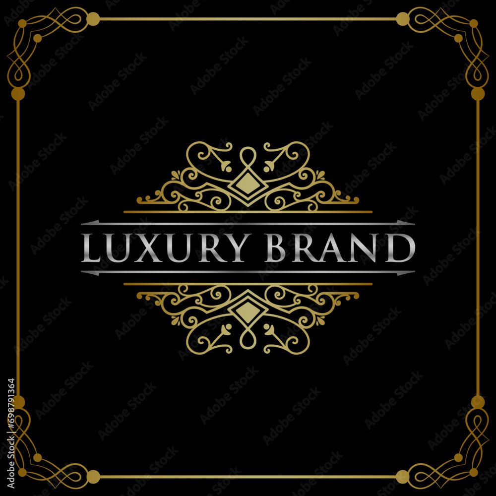 awesome minimal luxury logo flourish gold ornament vector template illustration awesome minimal luxury logo flourish gold ornament vector template illustration