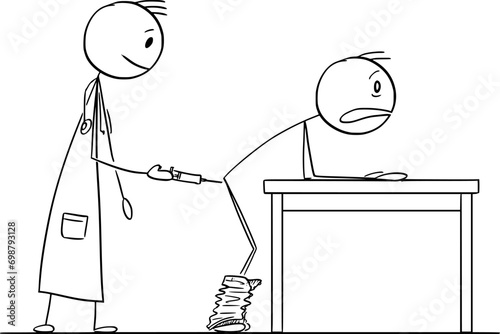 Person and Intramuscular Buttocks Injection, Vector Cartoon Stick Figure Illustration