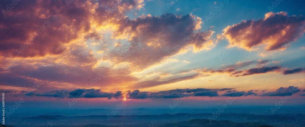 Sky Sunset, Panoramic Web Banner, Clouds Sky Sunset, Panoramic Web Banner, Clouds