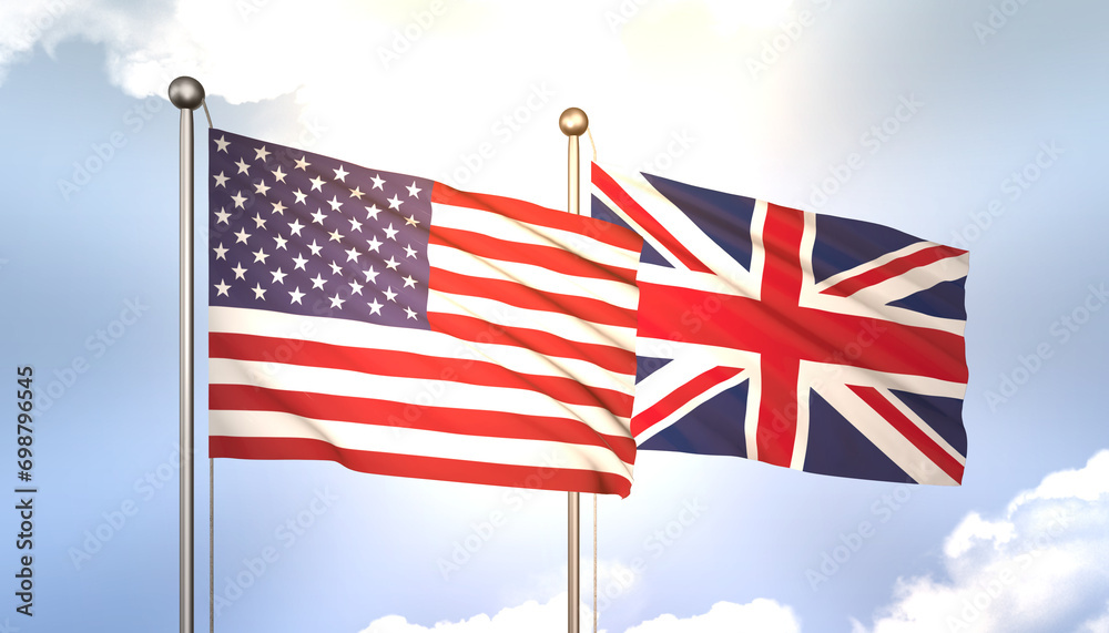United Kingdom and USA Flag Together A Concept of Realations United Kingdom and USA Flag Together A Concept of Realations