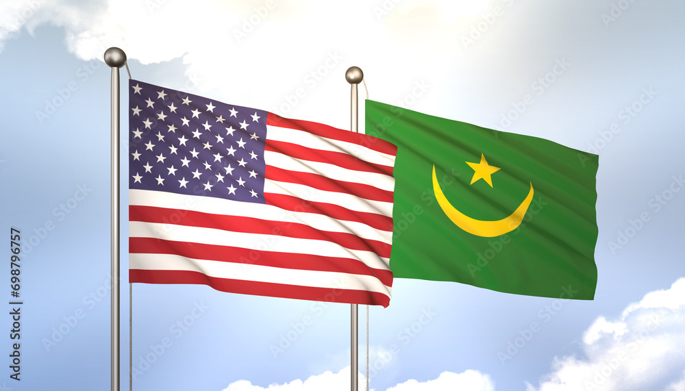 Mauritania and USA Flag Together A Concept of Realations Mauritania and USA Flag Together A Concept of Realations