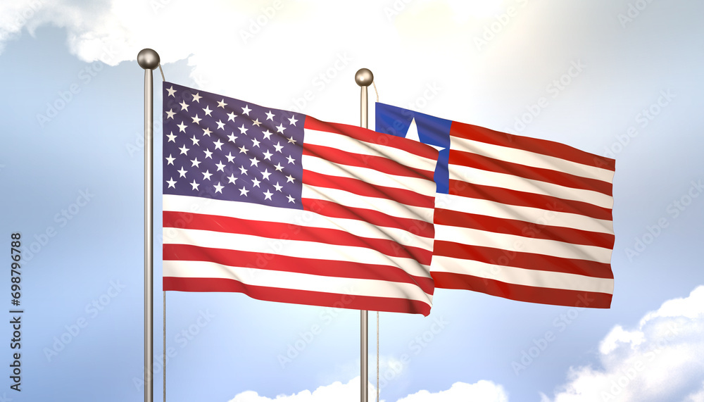 Liberia and USA Flag Together A Concept of Realations