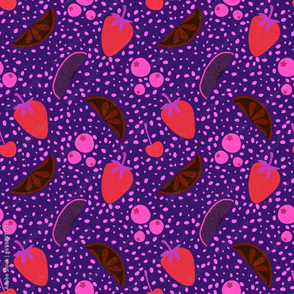 Summer fruit seamless berries pattern for wrapping paper and fabrics and linens and kids clothes print Summer fruit seamless berries pattern for wrapping paper and fabrics and linens and kids clothes print