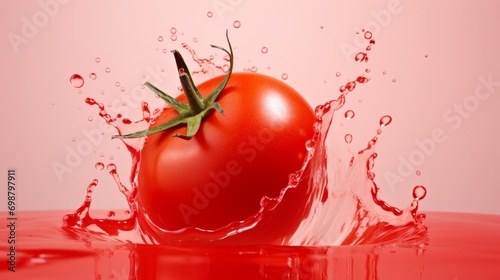 Tomato splash isolated on a white background. 3d rendering. Generative AI