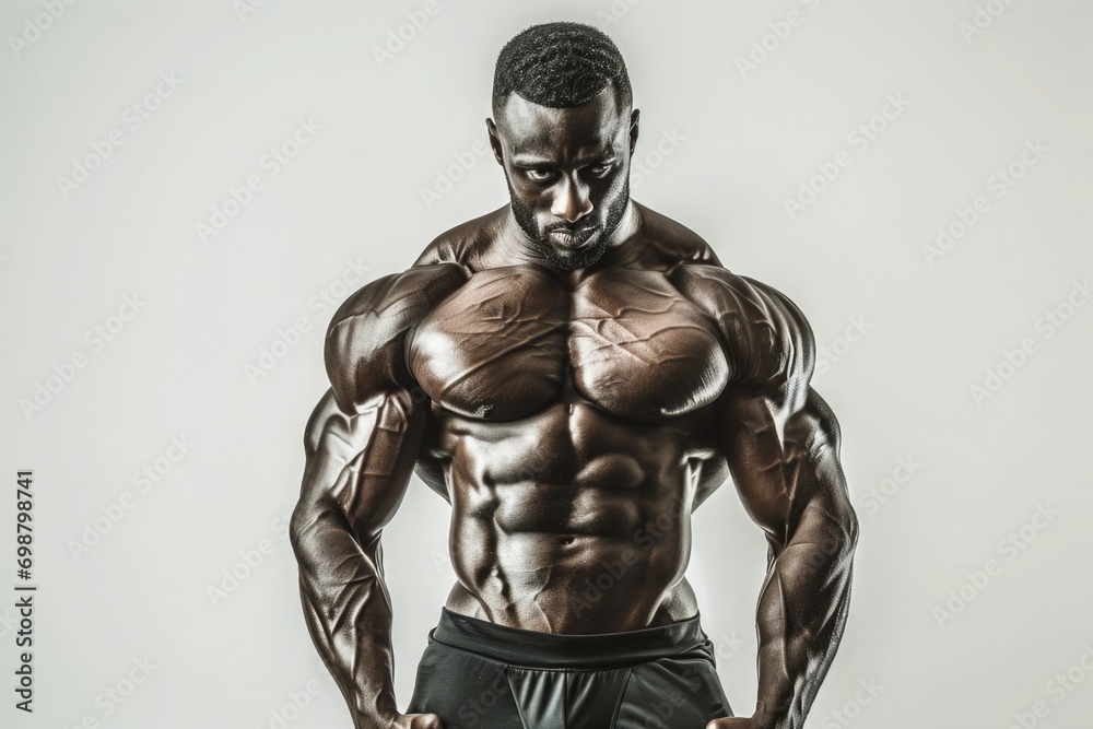 A bodybuilder with a highly muscular and defined physique. A bodybuilder with a highly muscular and defined physique.