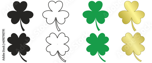 Good luck clover leaf flat design style vector set
