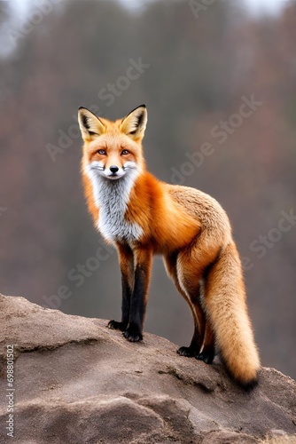 red fox in the wild, Red fox (Vulpes vulpes) in the winter forest © Ikram
