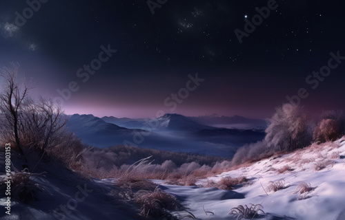 Winter mountains at night 