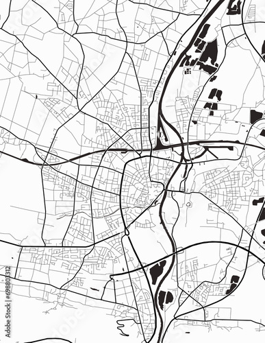 Detailed city map of Minden-Germany with infrastructure in a minimalist style
 photo