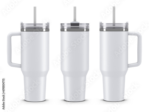 Dye sublimation 40 oz tumbler with handle 3d render