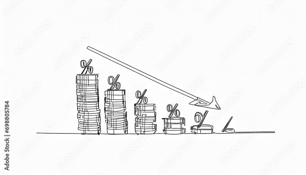 Obraz premium Percentage model with coins stack. Concepts of the banking system, rising interest rates, inflation, deflation, and savings.