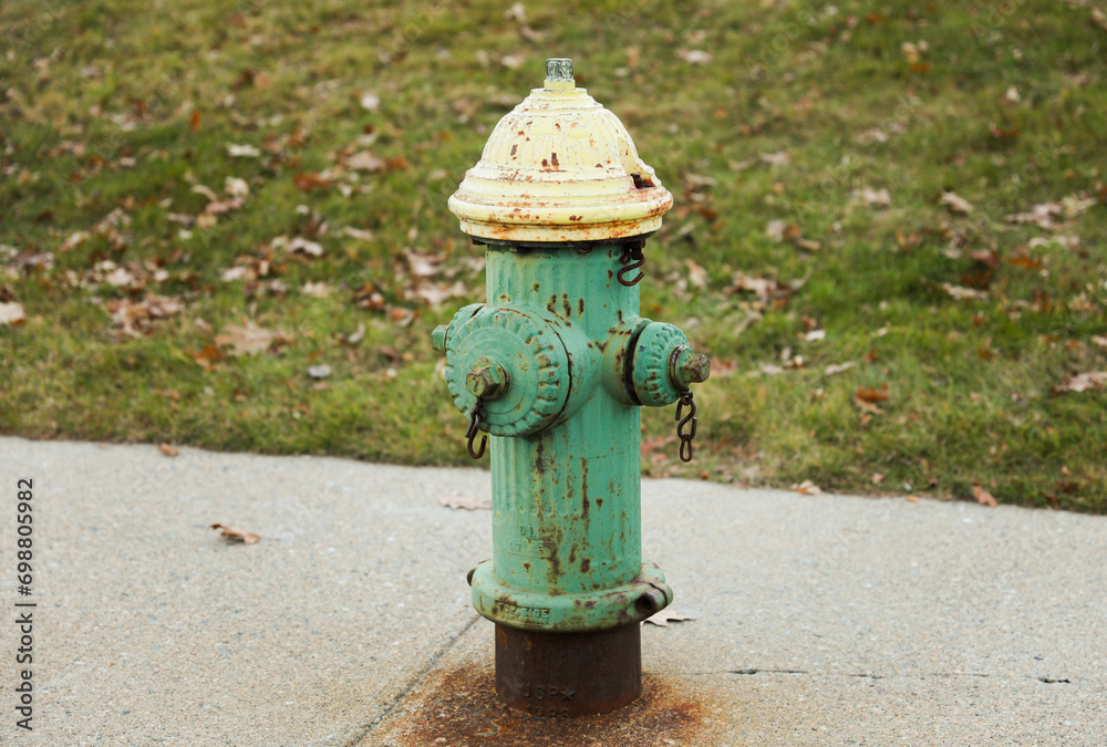 fire hydrant on urban sidewalk, essential emergency equipment for firefighters fire hydrant on urban sidewalk, essential emergency equipment for firefighters