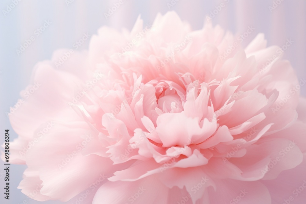 Close-up of a delicate pink peony with a soft gradient backdrop, suitable for text.