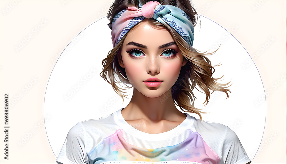 Exploring the Diversity of Women's Fashion: A Showcase of Beautiful Women in Various T-Shirts.(Generative AI) Exploring the Diversity of Women's Fashion: A Showcase of Beautiful Women in Various T-Shirts.(Generative AI)