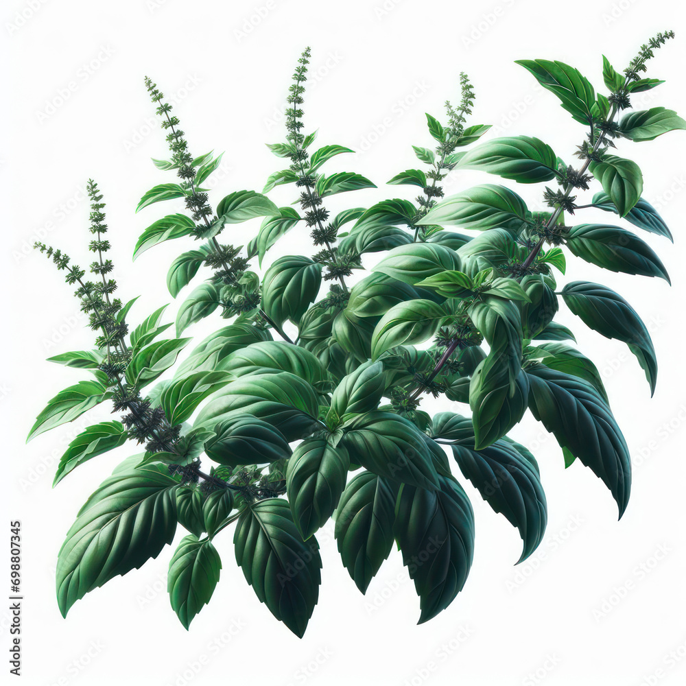 Basil plant, Albahaca planta, isolated White background