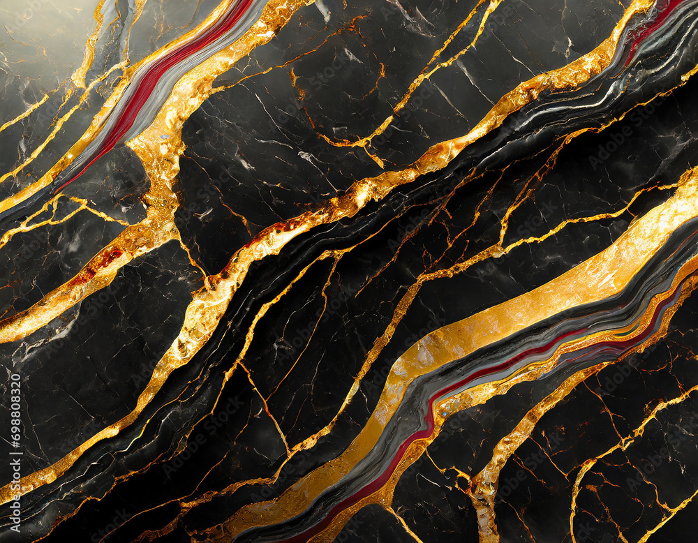 Obraz premium Black marble with golden veins, Natural marble texture background with high resolution, Granite slab stone and high gloss ceramic tile, Colourful pattern