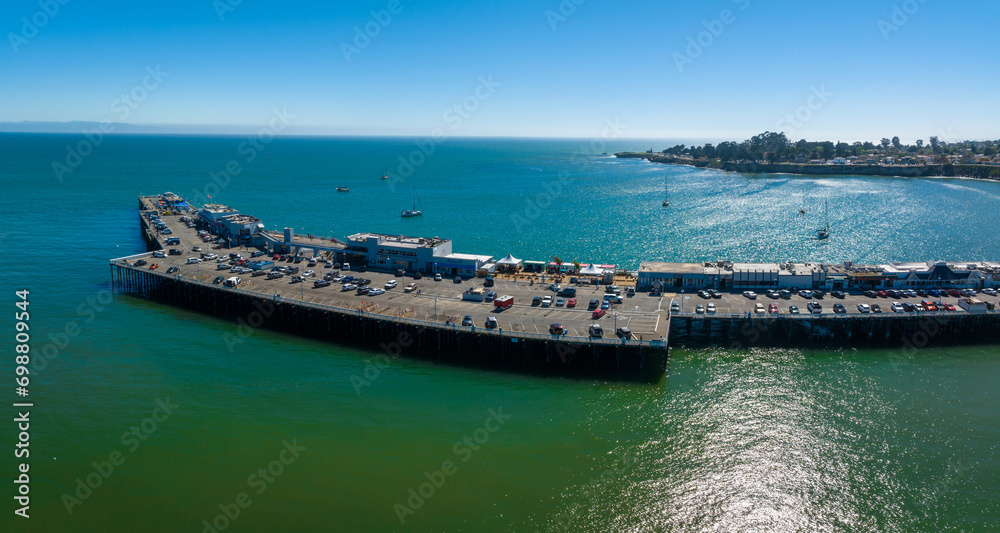 Aerial view of the Santa Cruz beach town in California, USA.