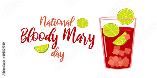 Bloody Mary Cocktail Party banner layout template. Menu design. Consept holiday. Vector illustration.