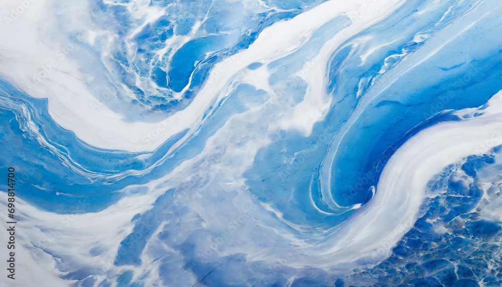 Marble texture background; close up of blue and white swirls