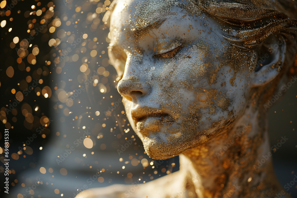 Sculptural Elegance: Shimmering Gold Dust on Marble