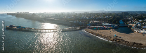Aerial view of the Capitola beach town in California, USA.