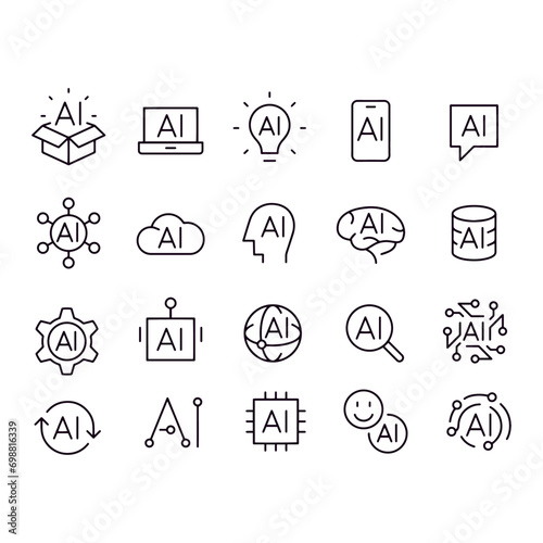 Artificial Intelligence line icons vector design