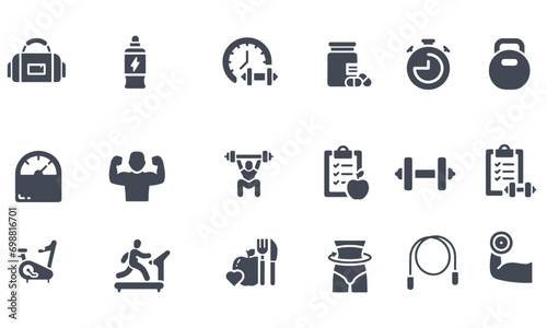 Fitness and Workout line icons vector design