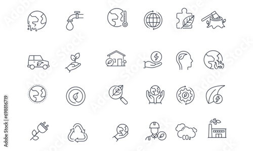 Global Warming line icons vector design