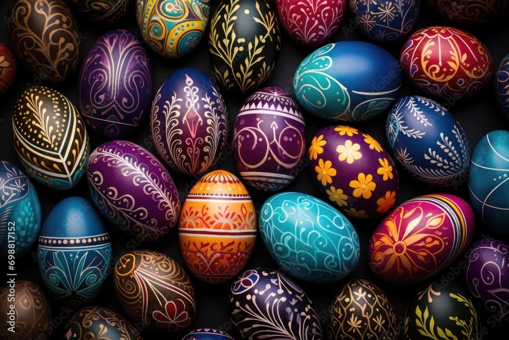 Colorful hand-painted Easter eggs. Colorful hand-painted Easter eggs.