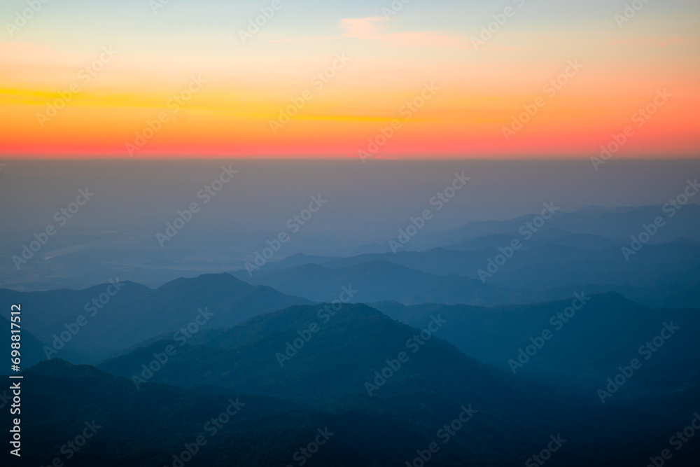 beautiful morning landscape Pha Hua Sing Viewpoint, Phu Thap Buek, Phetchabun Province, Thailand..