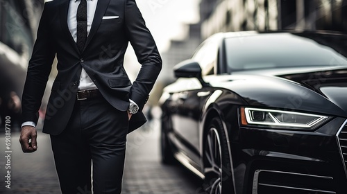 Unrecognizable business man close to a luxury car