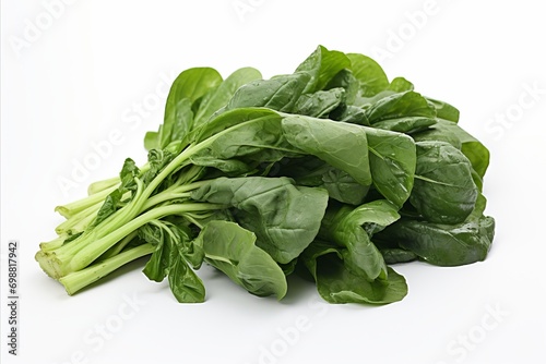 Fresh rapini vegetables on a clean white backdrop for captivating ads and packaging designs photo