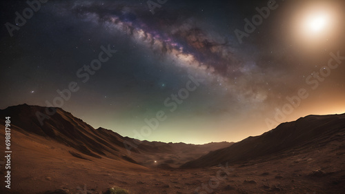 Starry sky and Milky Way arch, with details of its colorful core