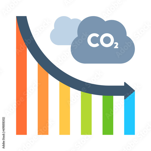 Nature - Environment - Climate Change - Decarbonization - Bar Chart Showing Decreasing Levels of Carbon Dioxide (CO2)