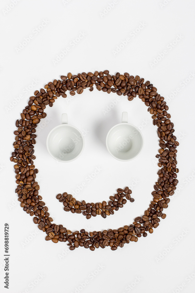 Emoticon of emotions made from coffee beans, emotion made from coffee beans Emoticon of emotions made from coffee beans, emotion made from coffee beans