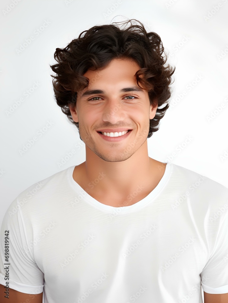 Portrait of a young man, smiling expression, studio shot, isolated white background, AI Generative Portrait of a young man, smiling expression, studio shot, isolated white background, AI Generative