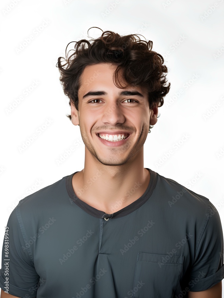 Portrait of a young man, smiling expression, studio shot, isolated white background, AI Generative Portrait of a young man, smiling expression, studio shot, isolated white background, AI Generative