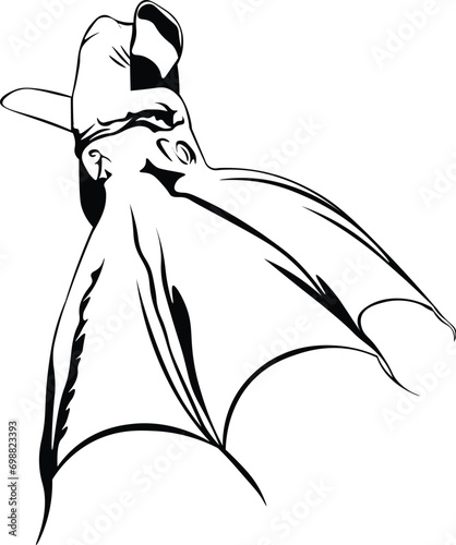 Cartoon Black and White Isolated Illustration Vector Of A Camouflaged Squid