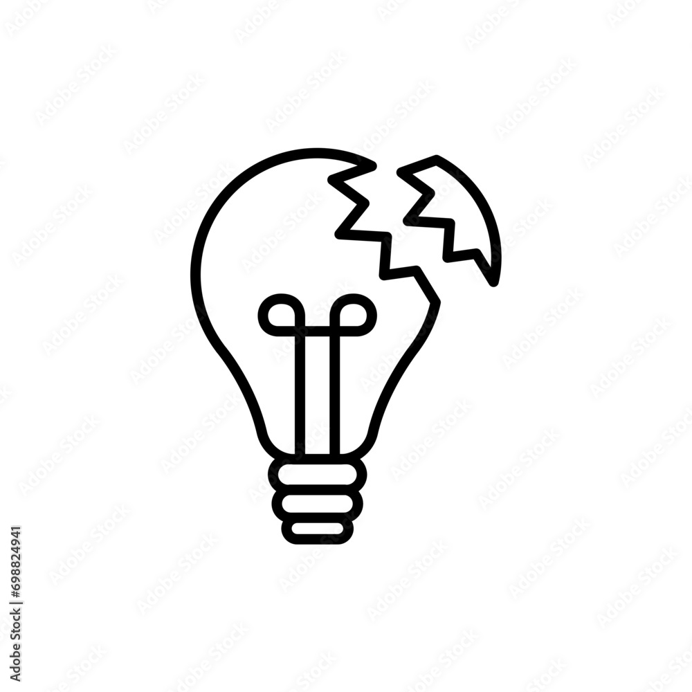 Crack bulb outline icons, minimalist vector illustration ,simple transparent graphic element .Isolated on white background Crack bulb outline icons, minimalist vector illustration ,simple transparent graphic element .Isolated on white background
