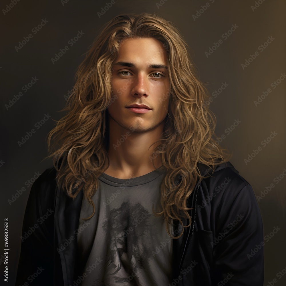 Young handsome man with long hair