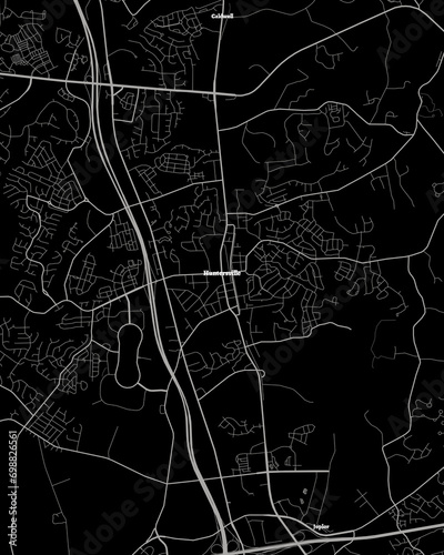 Huntersville North Carolina Map, Detailed Dark Map of Huntersville North Carolina photo